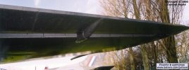 Now a look under the trailing edge of XH992's starboard wing. The blunt rear face of the ailerons is clearly shown here.